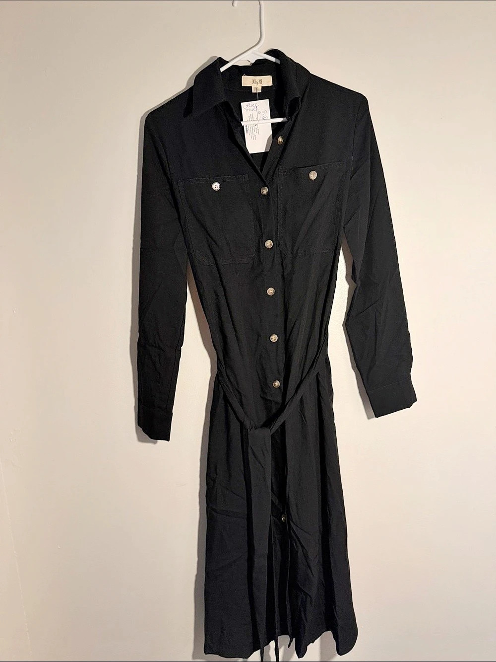 Alice + Olivia Black Midi Shirt Dress Size Small NWT
